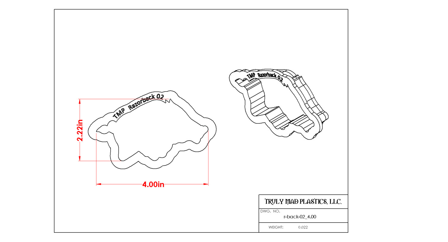 Razorback 02, Size: 4.00"