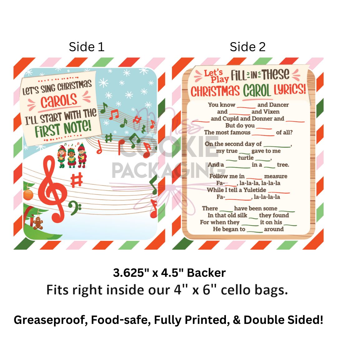 Greaseproof Backer / Elf Carols (10 pack)
