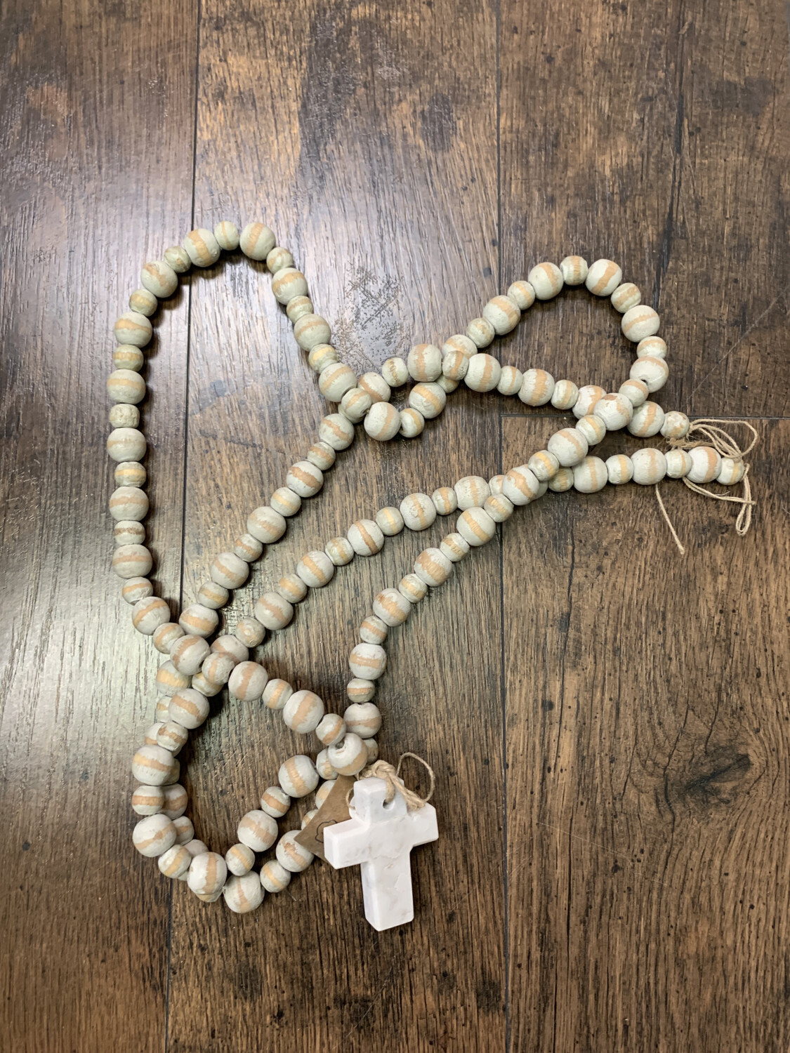 White Marble Cross Beads