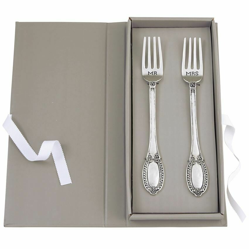 Mr.Mrs Wedding Fork Set/Boxed
