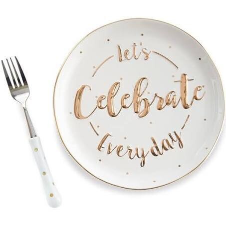 Celebrate plate and fork set