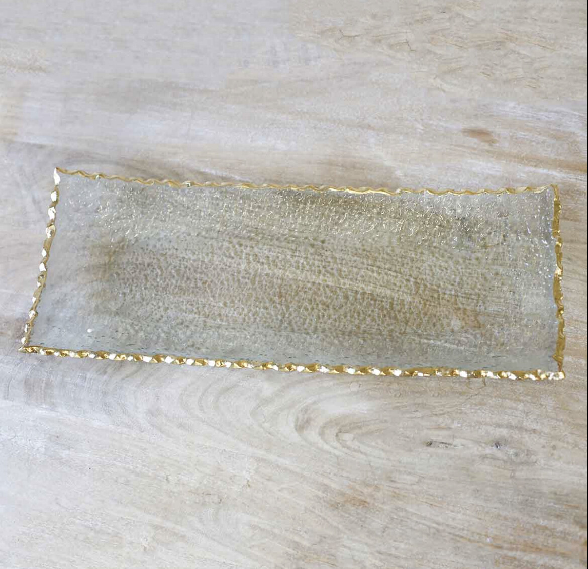 Large Clear with Gold Rectangle Platter