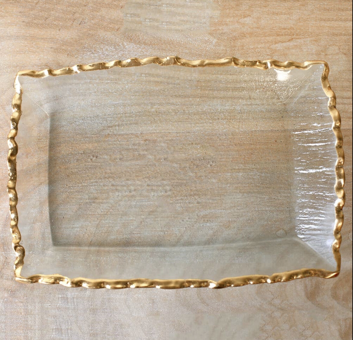 Clear with Gold Trim Rectangle Tray