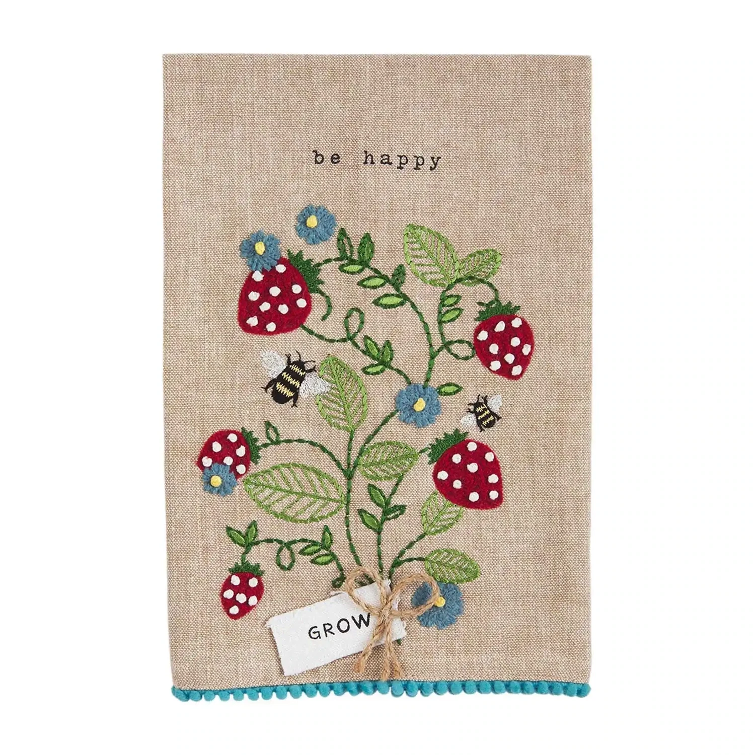 Strawberry Embroidered Tea Towel