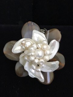 Detra Kay Magnetic Brooch - Mother of Pearl &amp; Agate Wired Flower