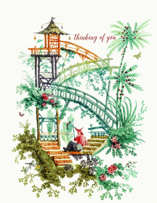 PFD Chinoiserie - Thinking of You 5x7 Card with glitter CG-CH5
