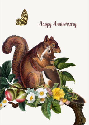 PFD Happy Anniversary Squirrels 5x7 Card with glitter CG-HAS