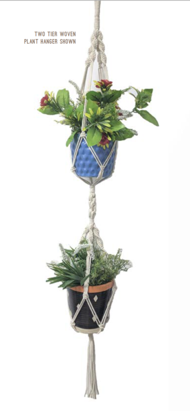 Primitive Planters 60" 2 Tier Woven Cotton Plant Hanger (9123)
