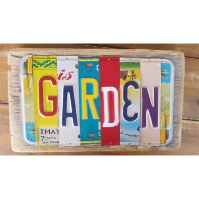 SOAS GARDEN license plate sign