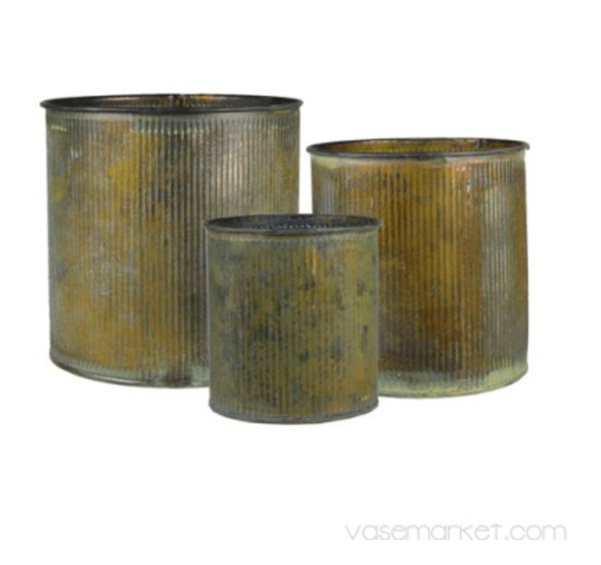 VM Planter Ridged Rustic Zinc Cylinder 6"x6" ZACY060606S3
