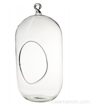 VM Hanging Glass Terrarium Capsules Vase H-9.5