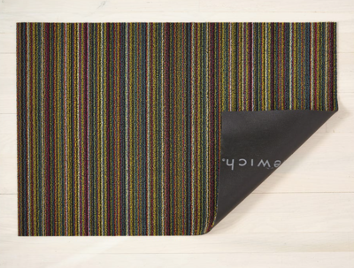 Chilewich Skinny Stripe Shag Doormat 18x28 Bright Multi