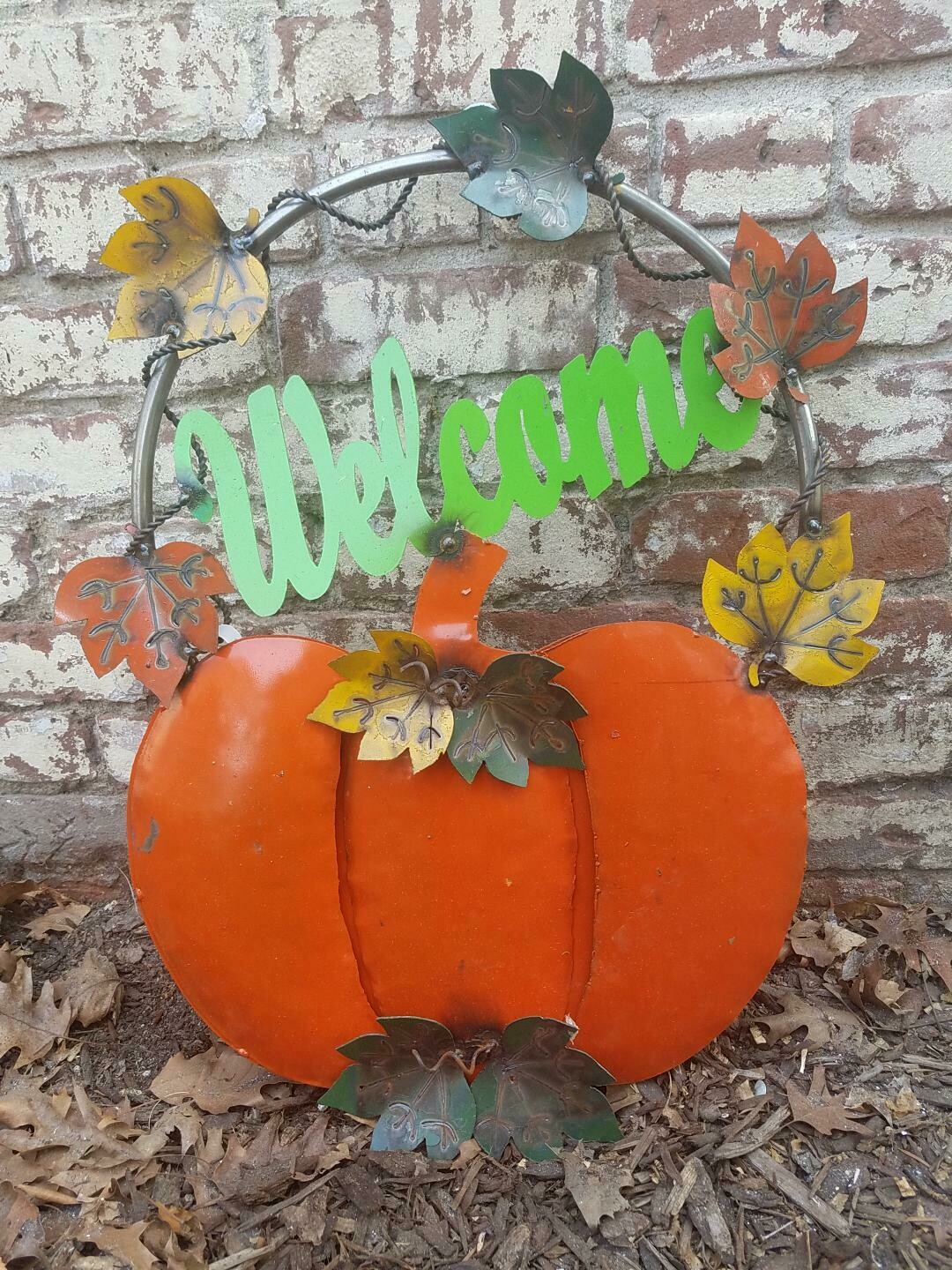 Ironworks Welcome Pumpkin Leaves
