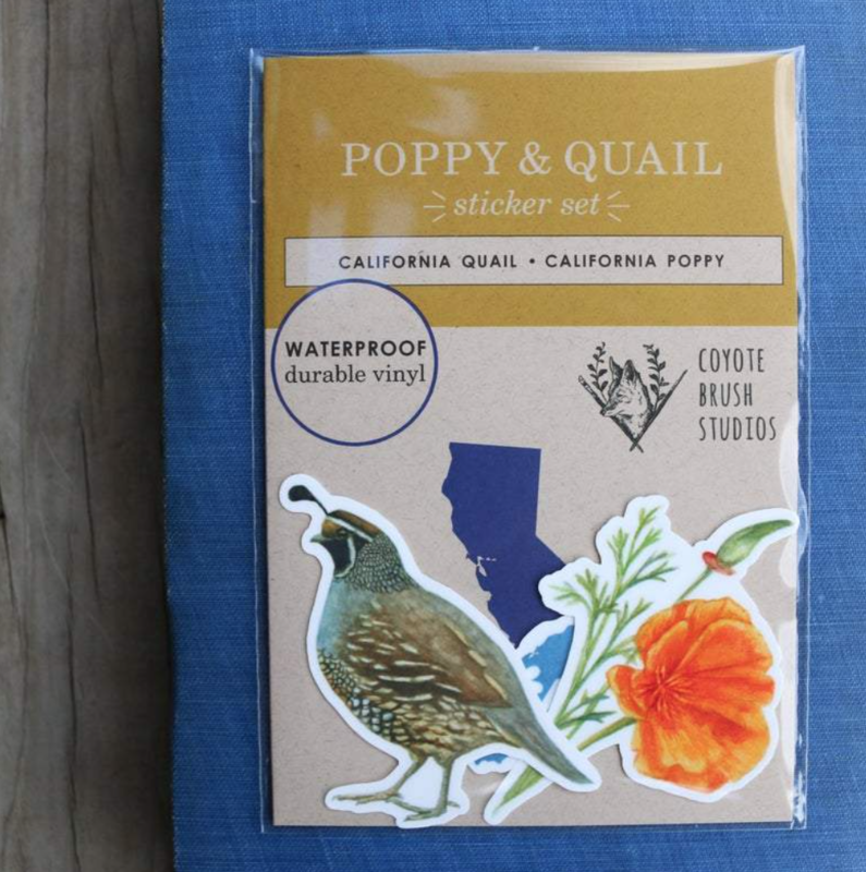 CBS Poppy and Quail Stickers (#S10101)