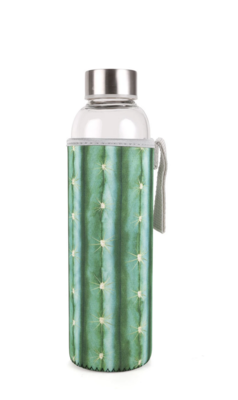 Kikkerland Cactus Glass Bottle & Sleeve