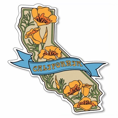 SF Mercantile CA State with Poppies Vinyl Sticker (21010)