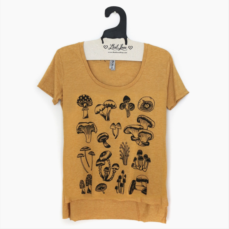 Mad Love Gold Mustard Scoop Hi Lo Tee Mushroom 