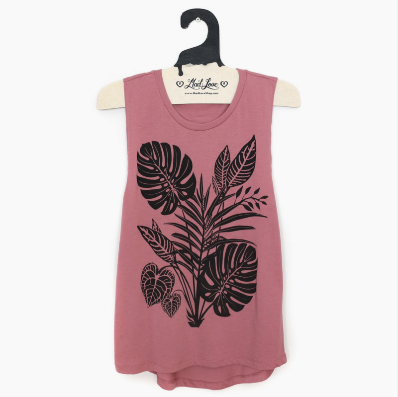 Mad Love Mauve Pink Muscle Tank Tropical Print