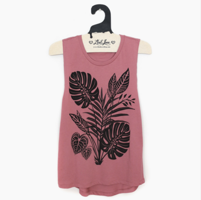 Mad Love Mauve Pink Muscle Tank Tropical Print