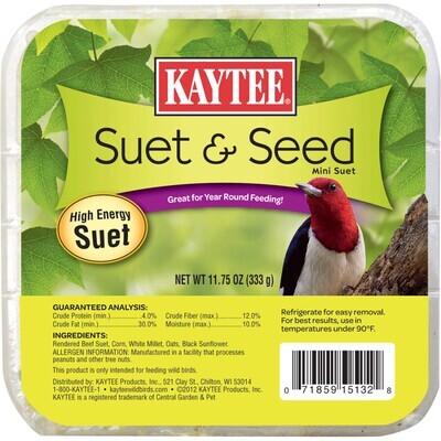 Central Kaytee Suet and Seed High Energy Suet 11.75 oz 100214150