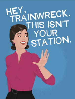 Bluntcard Trainwreck A2 Greeting Card