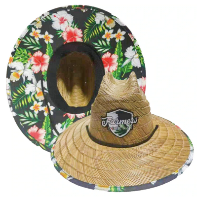Farmers Defense Straw Hat Tropical Flower