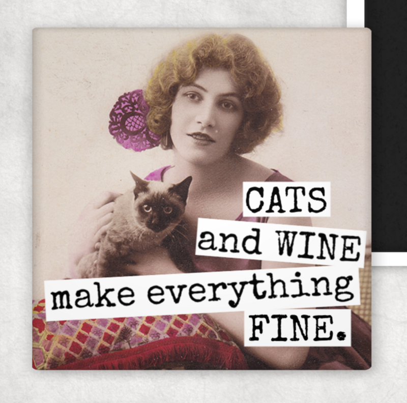RRS Cats And Wine Make Everything Fine Magnet (m199)