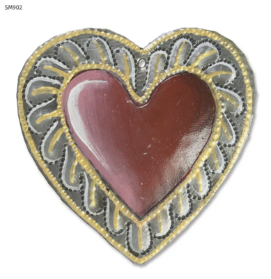 Beyond Borders Red Painted Heart Ornament (SM902)