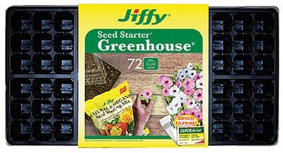 Jiffy Seed Starter Greenhouse 72 Cells with Superthrive Labels Black PLPT72HST14