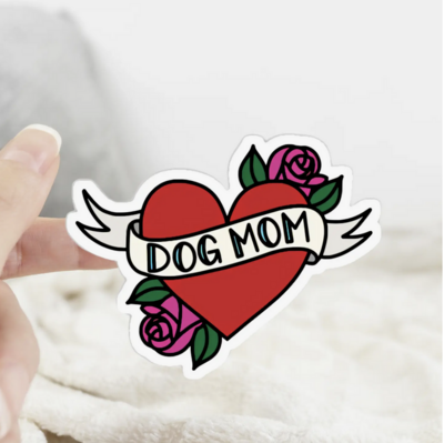 Ace the Pitmatian Dog Mom Heart Sticker