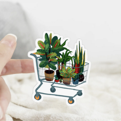 Ace the Pitmatian Shopping Cart Plant Love Sticker 