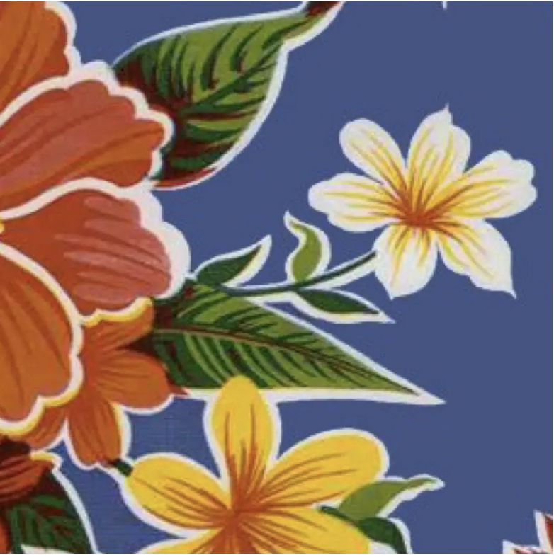 Oilcloth Hibiscus Blue 84" x 47.5" (84H-B)
