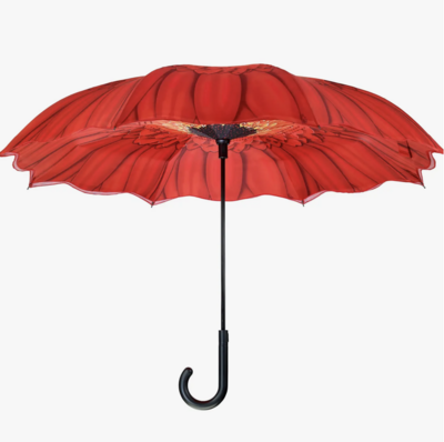 Galleria Enterprises Red Daisy Stick Umbrella Reverse Close