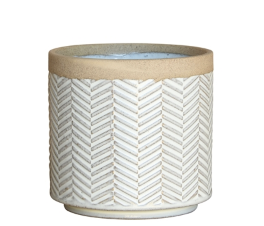 Homart Banded Chevron Cachepot Stoneware 