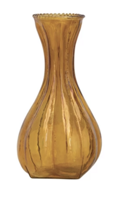 Creative Co-Op Debossed Glass Vase - Yellow