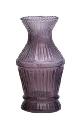 Creative Co-Op Debossed Glass Vase - Purple