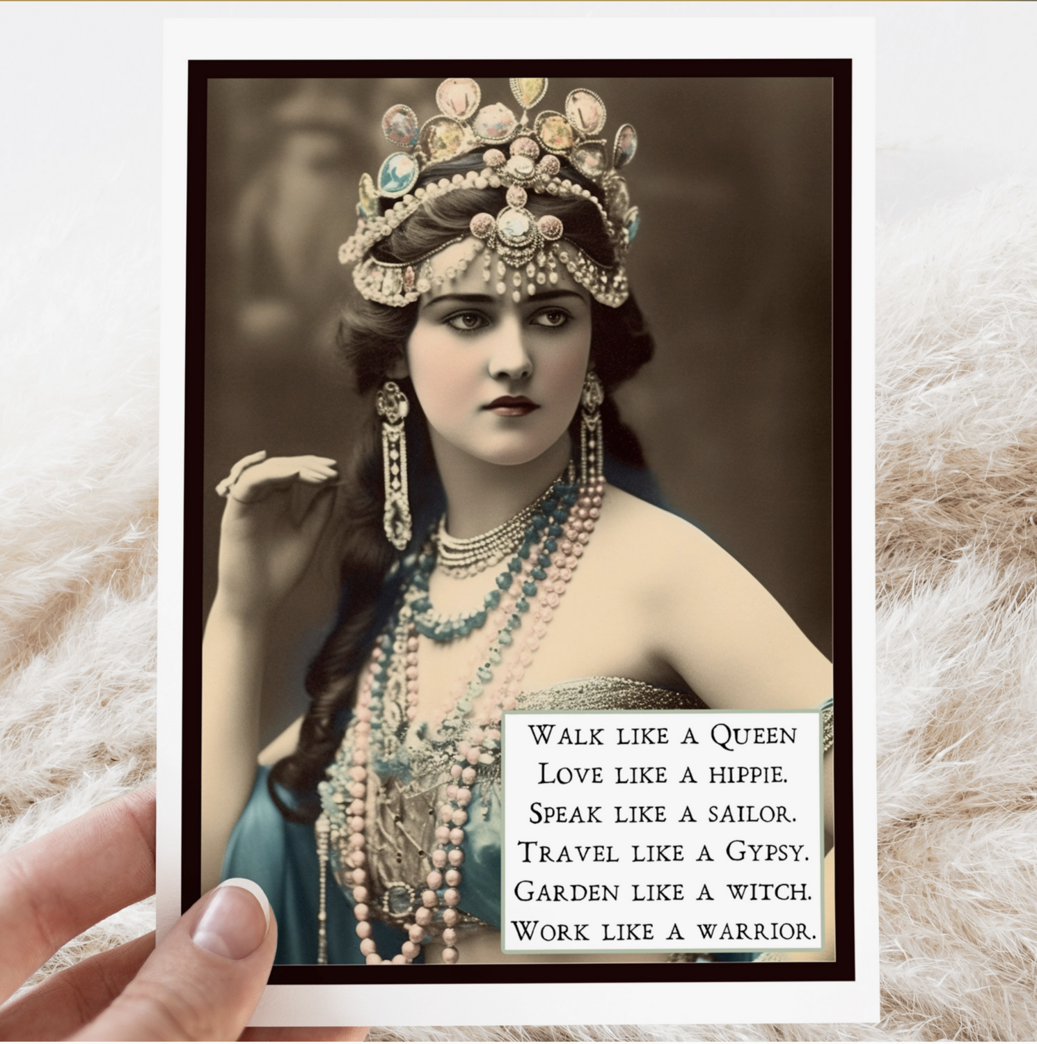 RRS Walk Like A Queen. Love Like A Hippie Card (cws5) 