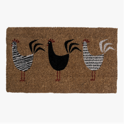 Entryways Roosters Handwoven Coconut Fiber Doormat 18