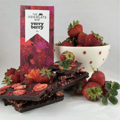 Xocolate Very Berry Bar - Organic Fair Trade Vegan Dark Chocolate