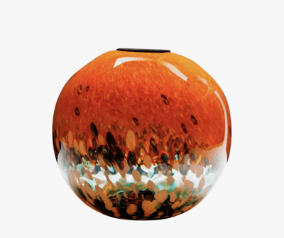 ApricotMint Art Glass Solar LED Orb 12" Orange Green A530110