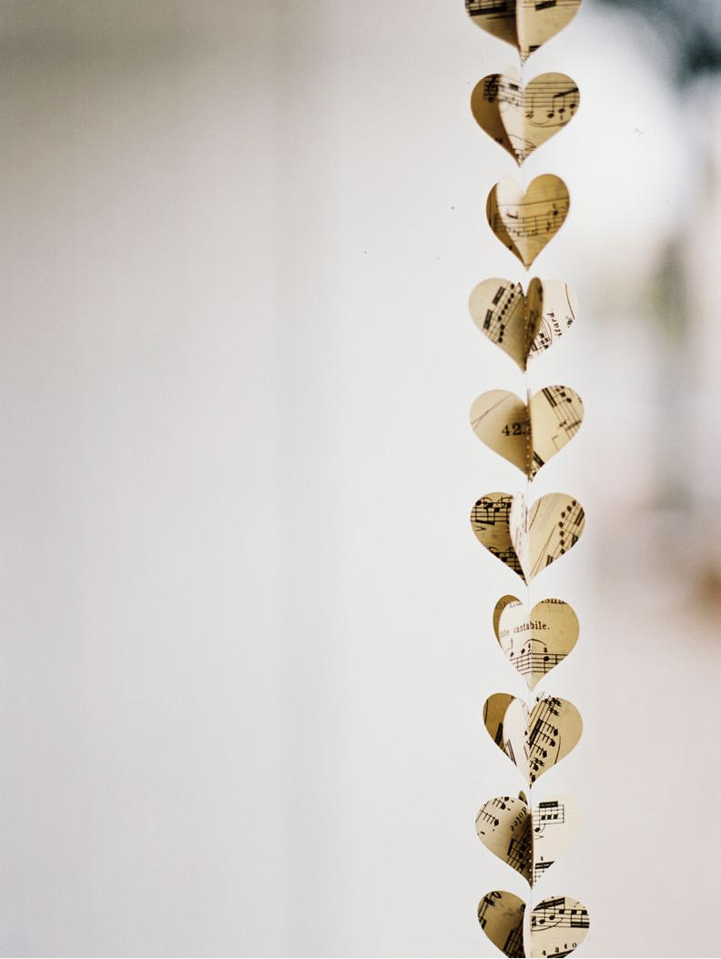 Montclair Made Extra Long Vintage Sheet Music Paper Heart Garland