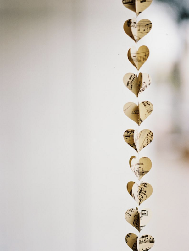 Montclair Made Extra Long Vintage Sheet Music Paper Heart Garland