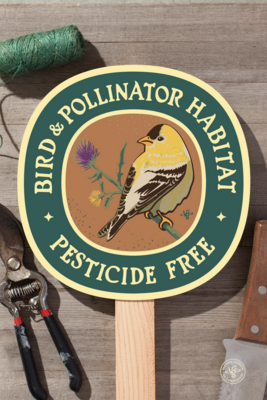 Wirtheim Design Goldfinch Bird & Pollinator Habitat Garden Sign - Staked
