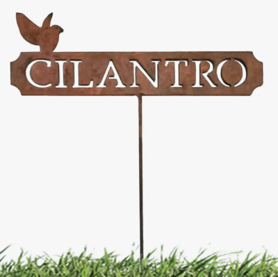 CHG Metal Rust/Nat Cilantro Pick Garden Art Herb (CH829-4)