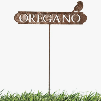 CHG Metal Rust/Nat Oregano Pick Garden Art Herb (CH829-10)