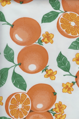 Oilcloth Oranges White 70” x 47.5” (70OR-W)