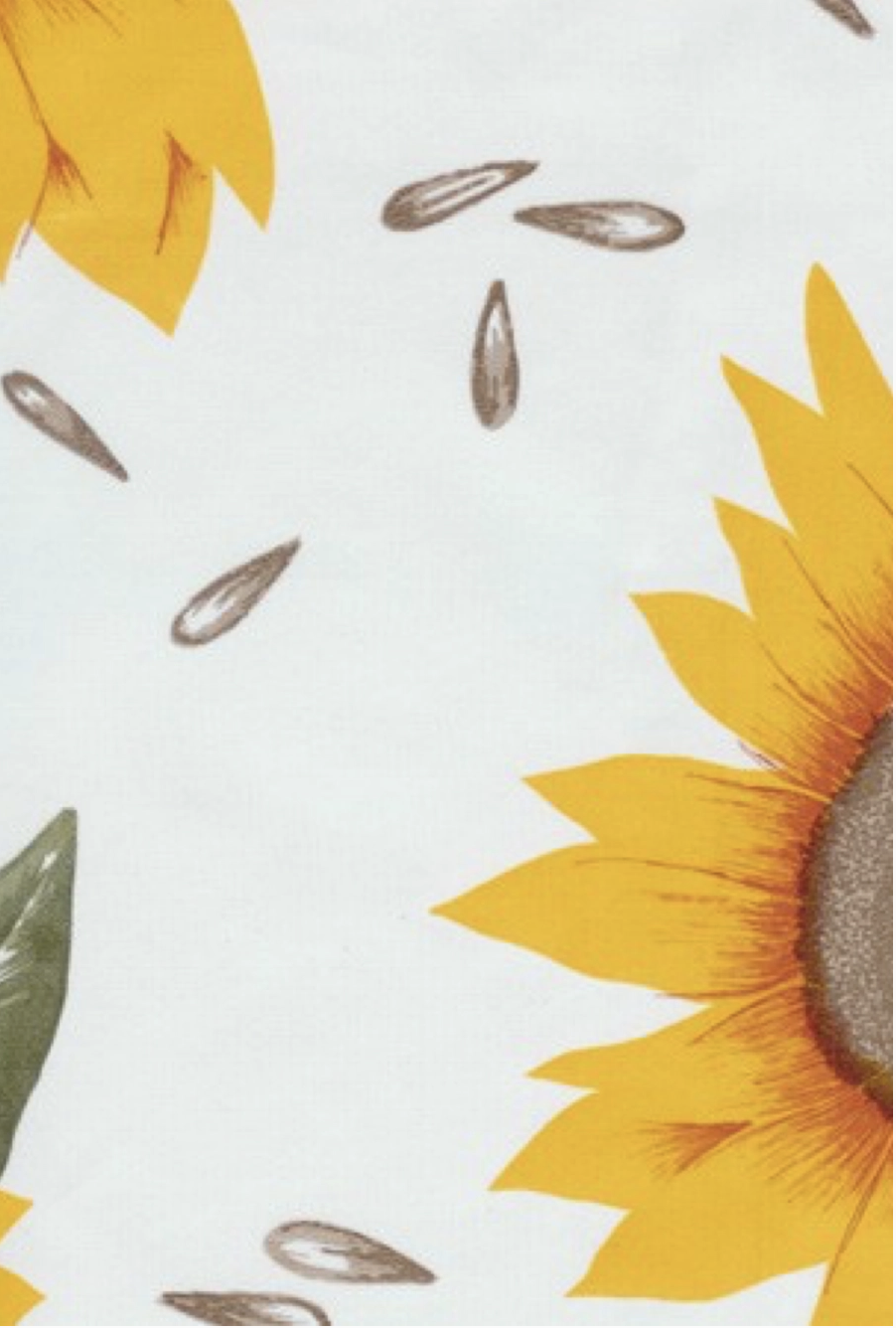 Oilcloth Sunflower Natural with White 84" x 47.5" (84S-NW)