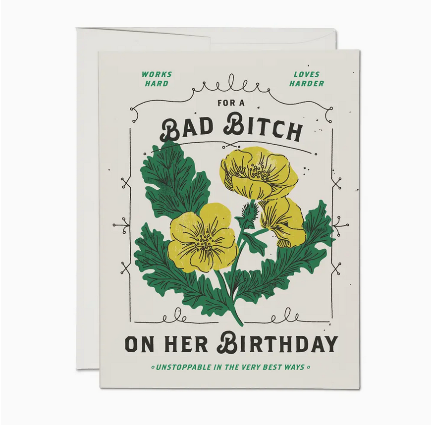 Red Cap Bad Bitch Birthday Greeting Card DYL2155