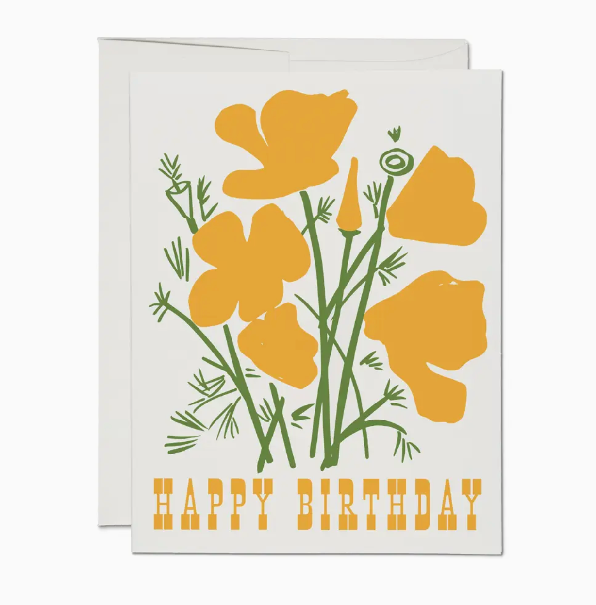 Red Cap California Poppy Birthday Greeting Card LPR2451
