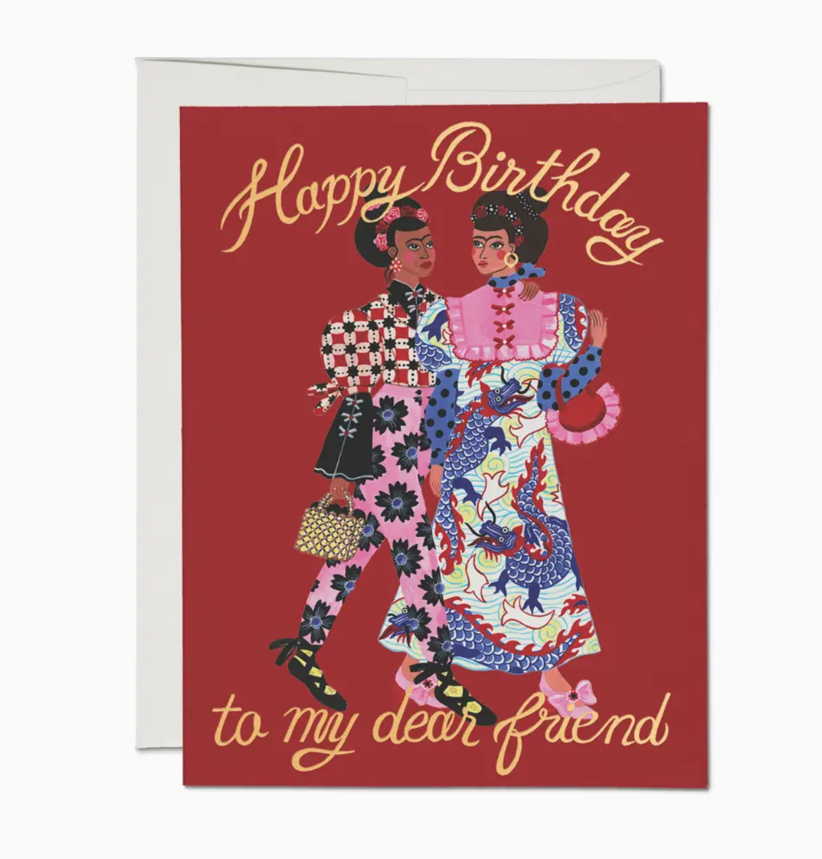 Red Cap Fashion Friends Birthday Greeting Card LLY2419